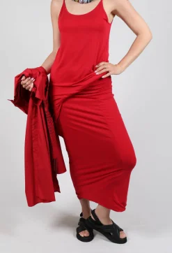 Strappy Jersey Dress in Chili