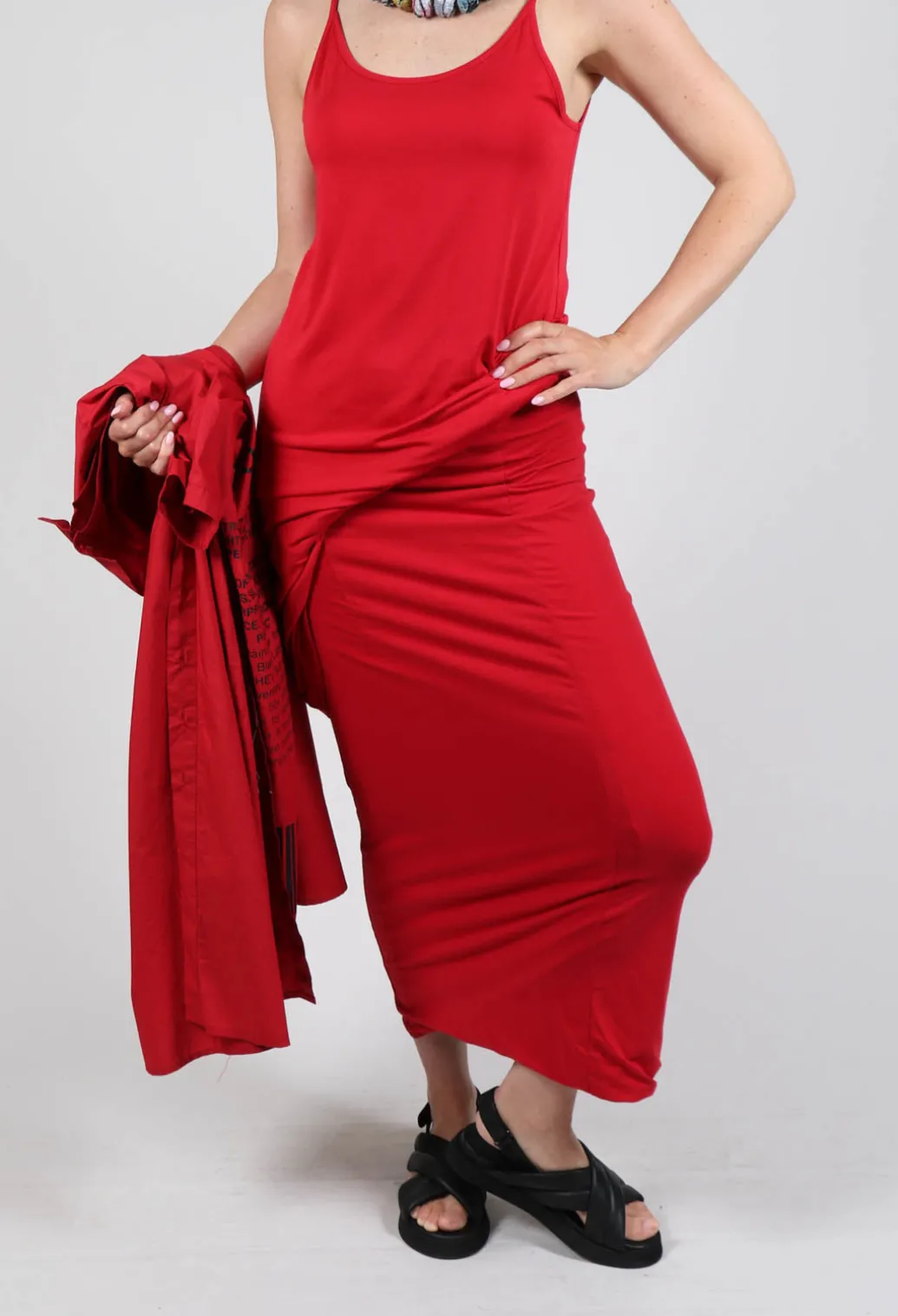 Strappy Jersey Dress in Chili
