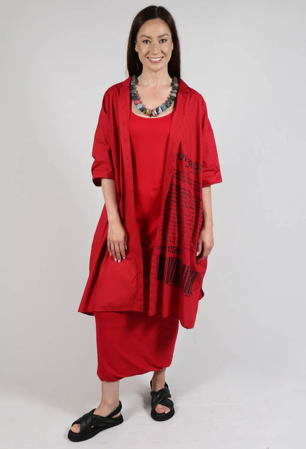 Strappy Jersey Dress in Chili
