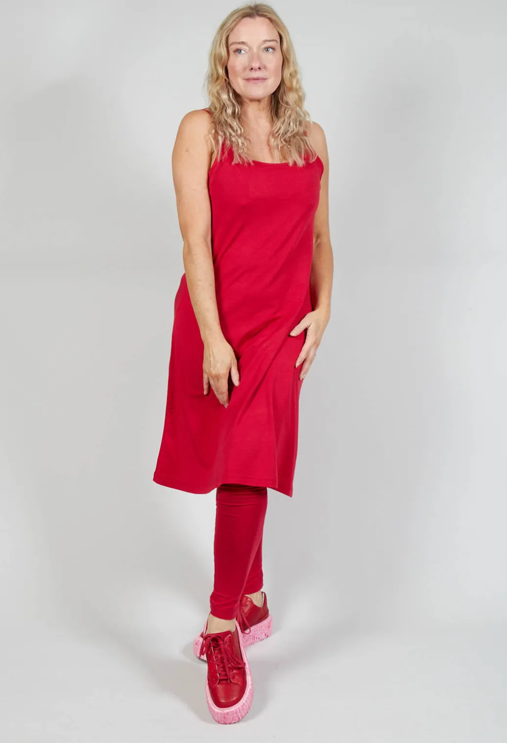 Strappy Jersey Dress in Chili