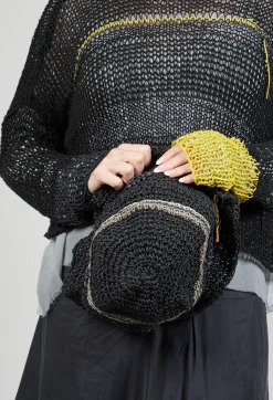 Straw Woven Hat in Original Black