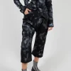 Stretch Denim Balloon Trousers in Black with Silver Finish