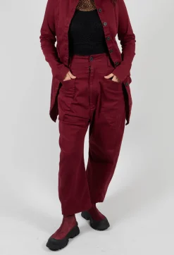 Stretch Denim Balloon Trousers in Merlot