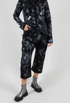 Stretch Denim Balloon Trousers in Black with Silver Finish