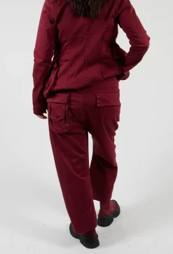Stretch Denim Balloon Trousers in Merlot