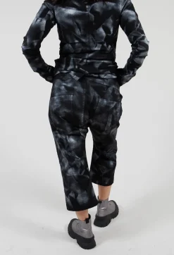 Stretch Denim Balloon Trousers in Black with Silver Finish