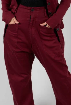 Stretch Denim Balloon Trousers in Merlot