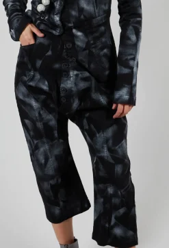 Stretch Denim Balloon Trousers in Black with Silver Finish
