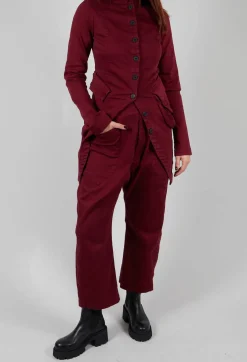 Stretch Denim Balloon Trousers in Merlot