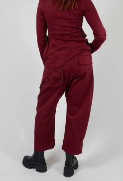 Stretch Denim Balloon Trousers in Merlot