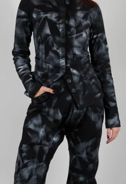Stretch Denim Balloon Trousers in Black with Silver Finish