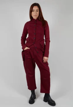 Stretch Denim Balloon Trousers in Merlot
