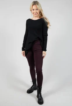 Stretch Fit Long Leggings in Plum