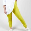 Stretch Leggings in Turnups in Lime