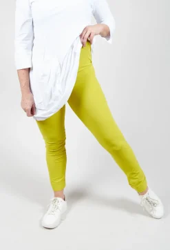 Stretch Leggings in Turnups in Lime