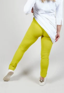 Stretch Leggings in Turnups in Lime