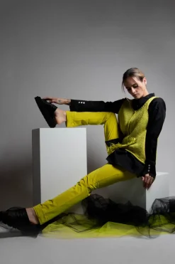 Stretch Leggings in Turnups in Lime