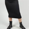 Stretch Midi Skirt in Black