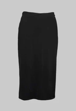 Stretch Midi Skirt in Black