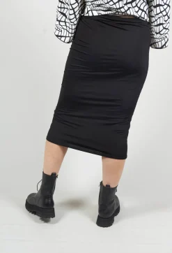 Stretch Midi Skirt in Black