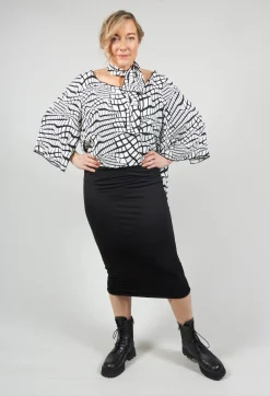 Stretch Midi Skirt in Black