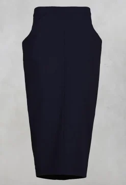 Stretch Polka Dot Skirt with Pocket in Blue