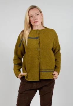 Stripe Cardigan in Cedro and Rig Grigion