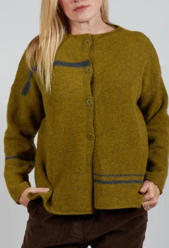 Stripe Cardigan in Cedro and Rig Grigion