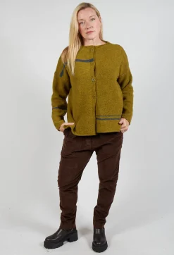 Stripe Cardigan in Cedro and Rig Grigion