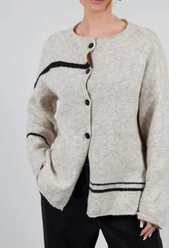 Stripe Cardigan in Panna and Rig Nera