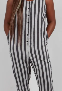 Stripe Jumpsuit in Light Grey