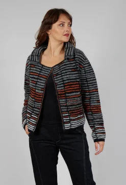 Stripe Pin Cardigan in Orange Glitter