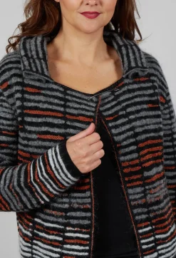 Stripe Pin Cardigan in Orange Glitter
