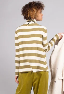 Stripe Roll Neck Jumper in Riga Cedro