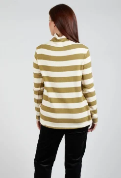 Stripe Roll Neck Jumper in Riga Cedro