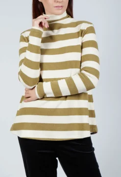 Stripe Roll Neck Jumper in Riga Cedro