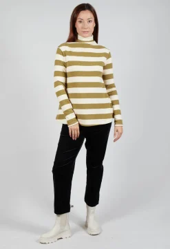 Stripe Roll Neck Jumper in Riga Cedro