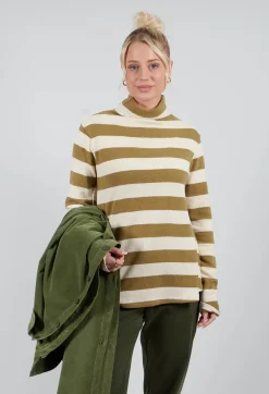 Stripe Roll Neck Jumper in Riga Cedro