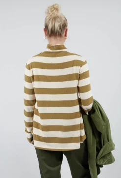Stripe Roll Neck Jumper in Riga Cedro