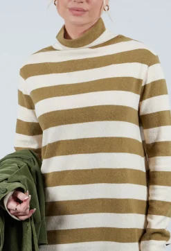 Stripe Roll Neck Jumper in Riga Cedro