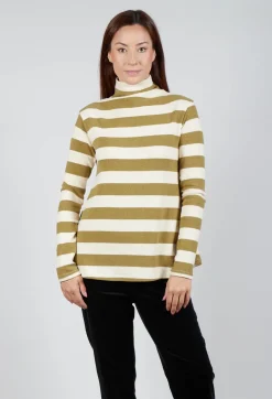 Stripe Roll Neck Jumper in Riga Cedro