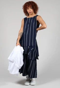 Stripe Sleevless Top in Navy