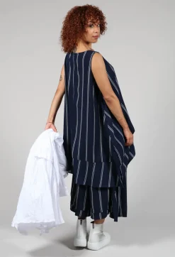 Stripe Sleevless Top in Navy