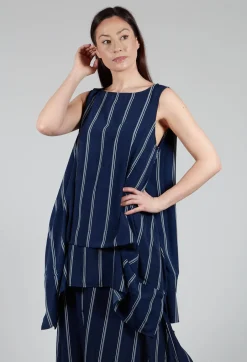 Stripe Sleevless Top in Navy