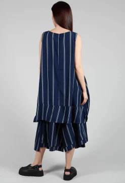 Stripe Sleevless Top in Navy