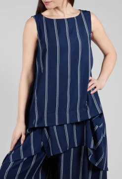 Stripe Sleevless Top in Navy