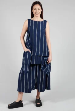 Stripe Sleevless Top in Navy
