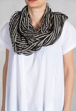 Stripe Snood in Nero/Ecru