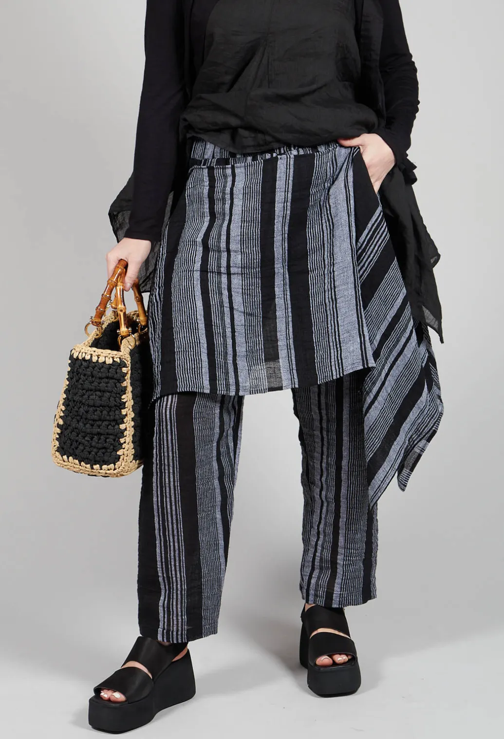 Stripe Trousers in Black and Grey