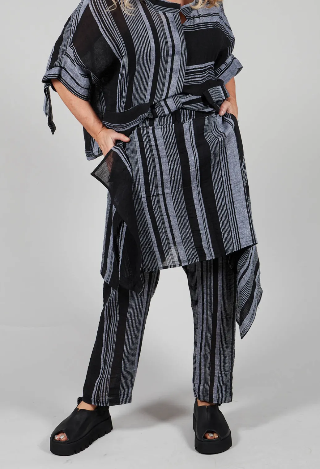 Stripe Trousers in Black and Grey